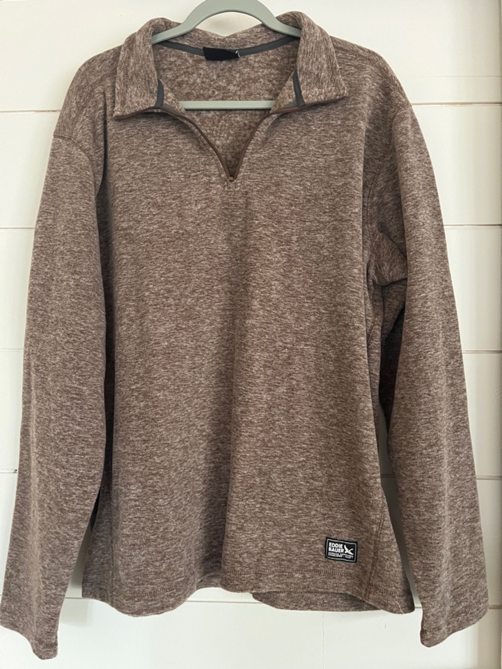 Eddie Bauer Brown Heathered Quarter-Zip Pullover